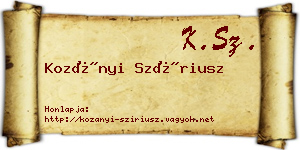 Kozányi Szíriusz névjegykártya